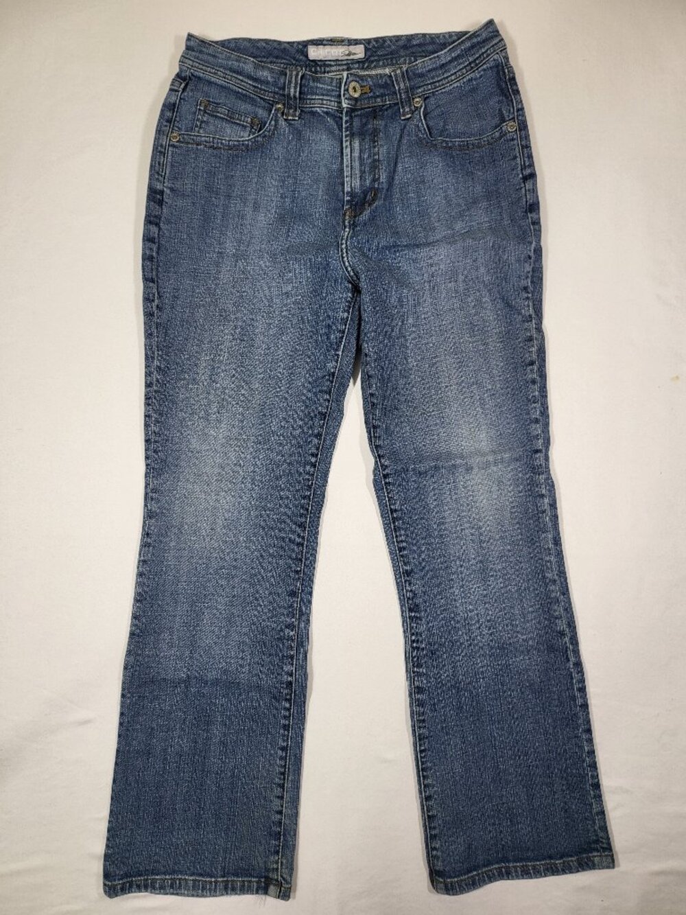 hico's Platinum Facet SH Jean Size 0 Short Blue Bootcut Stretch Denim - Picture 1 of 14